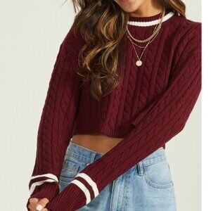 Altar’d State Gill Varsity Sweater – Burgundy, Size S